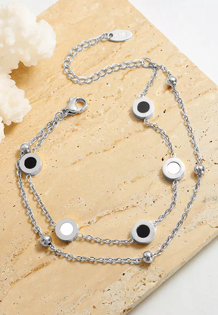 Gelang Titanium Wanita KoreaAnti Pudar Rantai Ganda Bracelet Gelang Cewek silver color