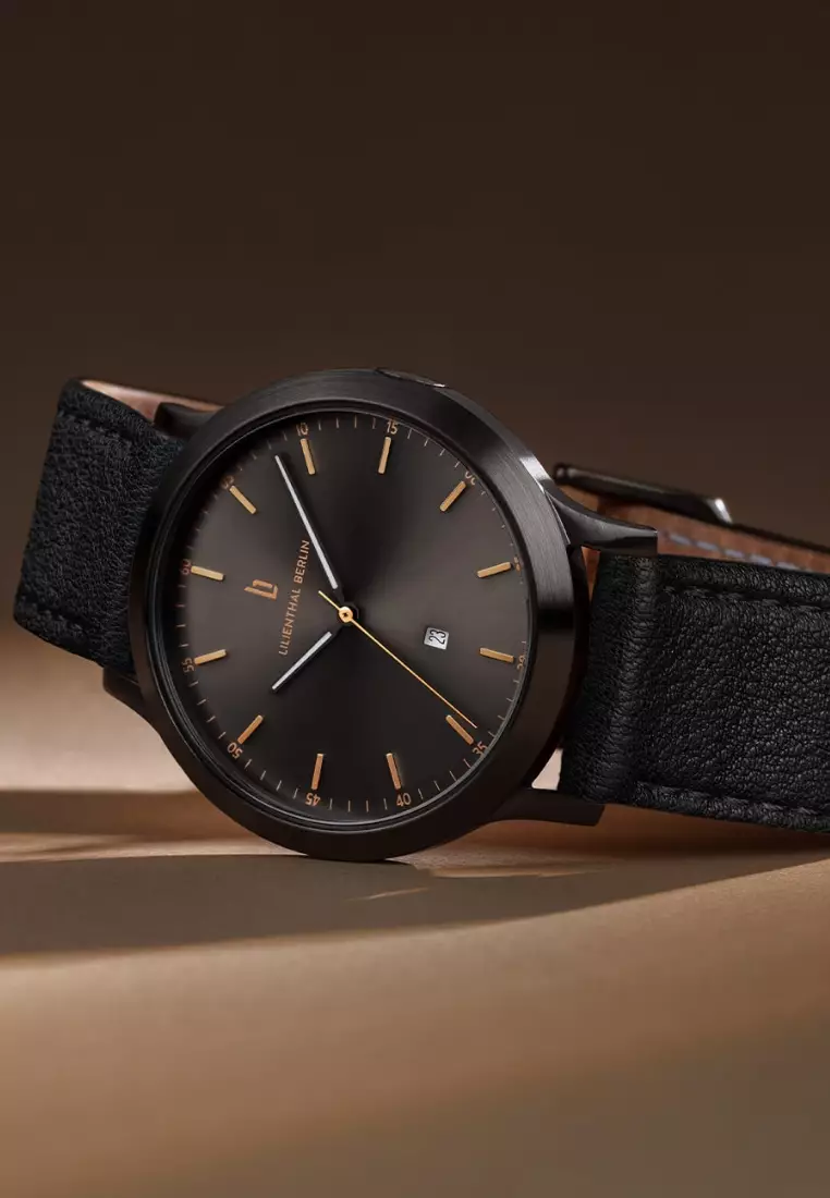 Huxley Black Bronze - Black Leather Strap