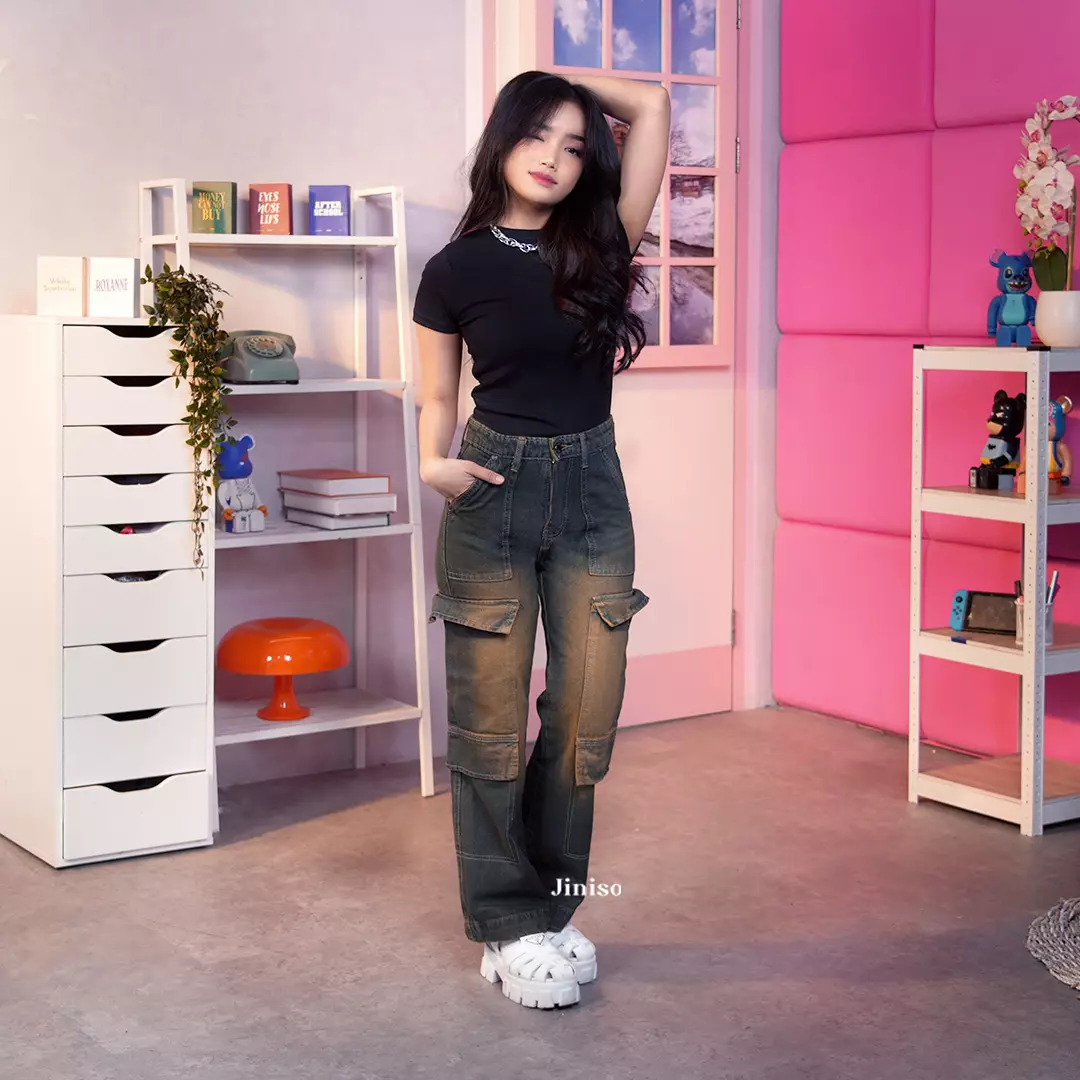 Highwaist Cargo Loose Jeans 553 PSYCHO