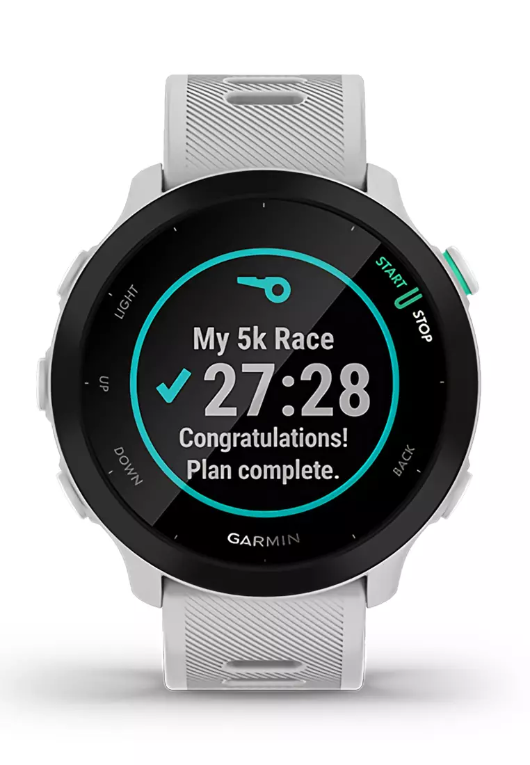 Garmin Forerunner 55 - Jam Tangan Pintar Pria - GPS Smart Watch - White - 010-02562-51