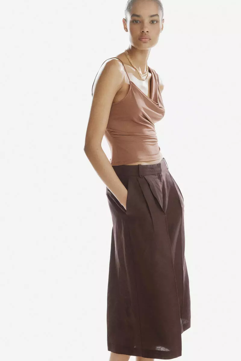 Wide linen-blend culottes