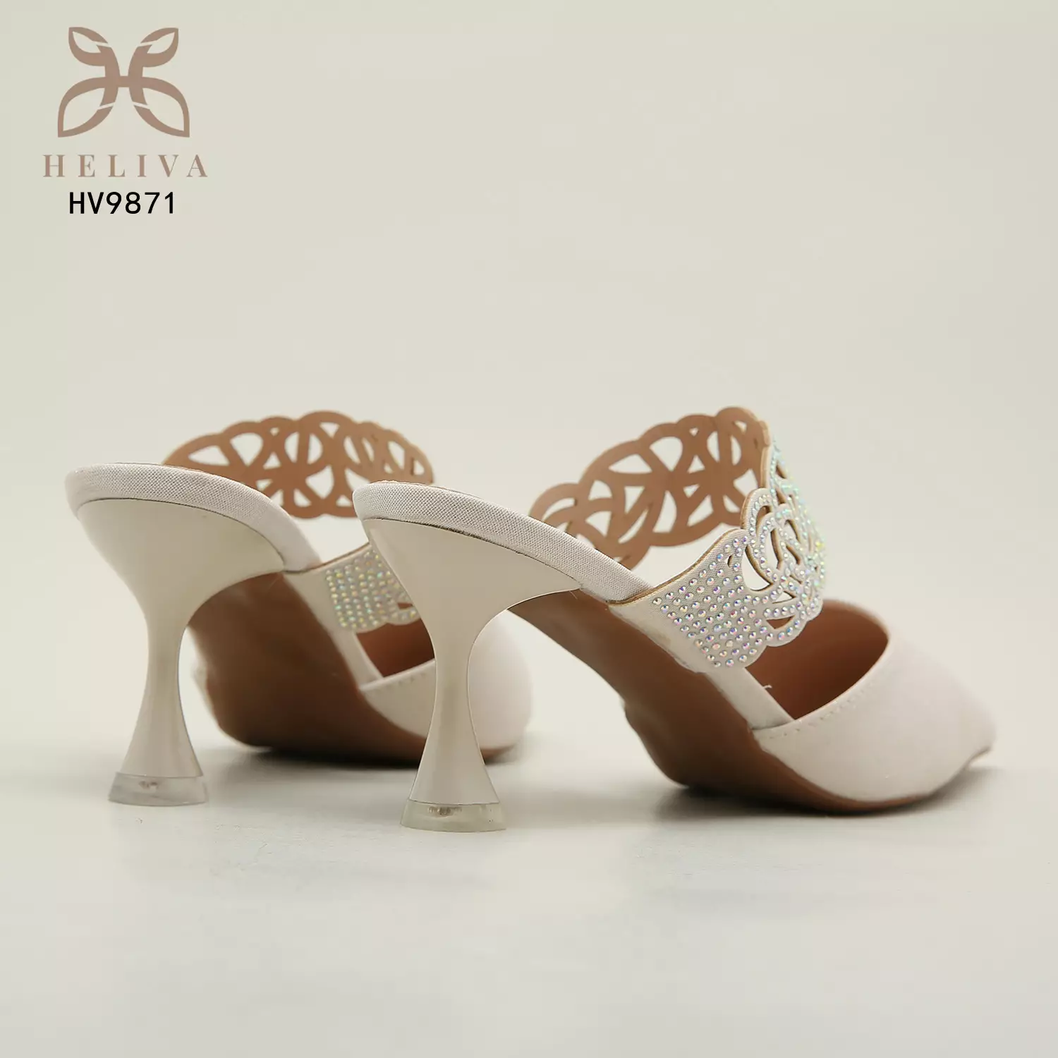 Heliva Lucia Women Heels Satin Glitter Sling Jewel Accessories