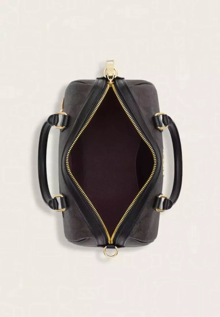 Coach Rowan Satchel Bag In Signature Canvas Walnut Black