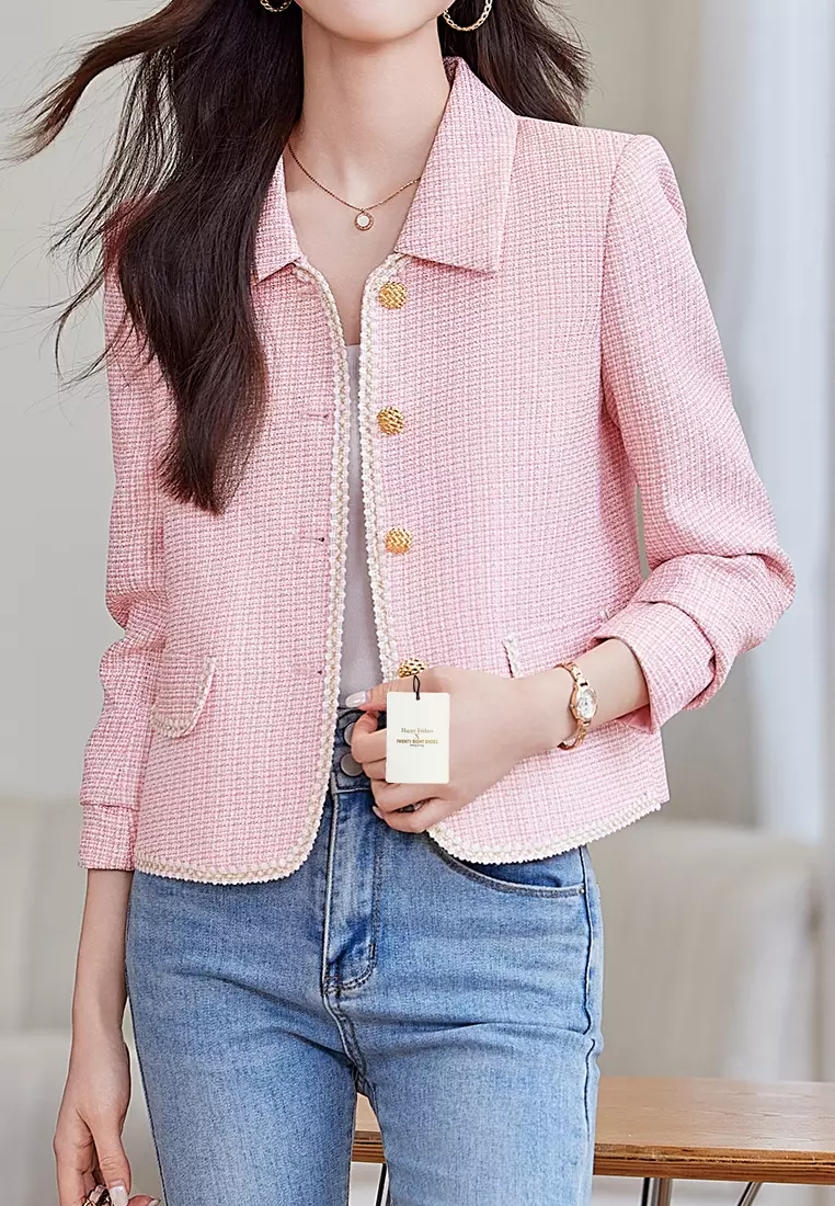 Cropped Square Collar Suit Jacket YGH-EY8932