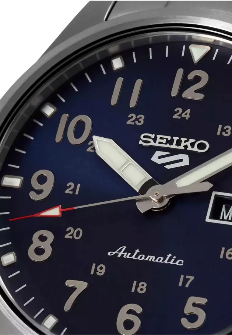 Seiko 5 Sports Field Series Mid-Size Outdoorsy Style Blue Dial Stainless Steel Band Automatic Watch SRPG29K1