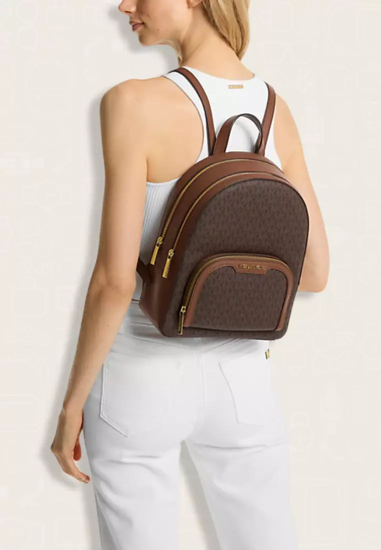 Michael Kors Jaycee Medium Logo Backpack Brown Acorn