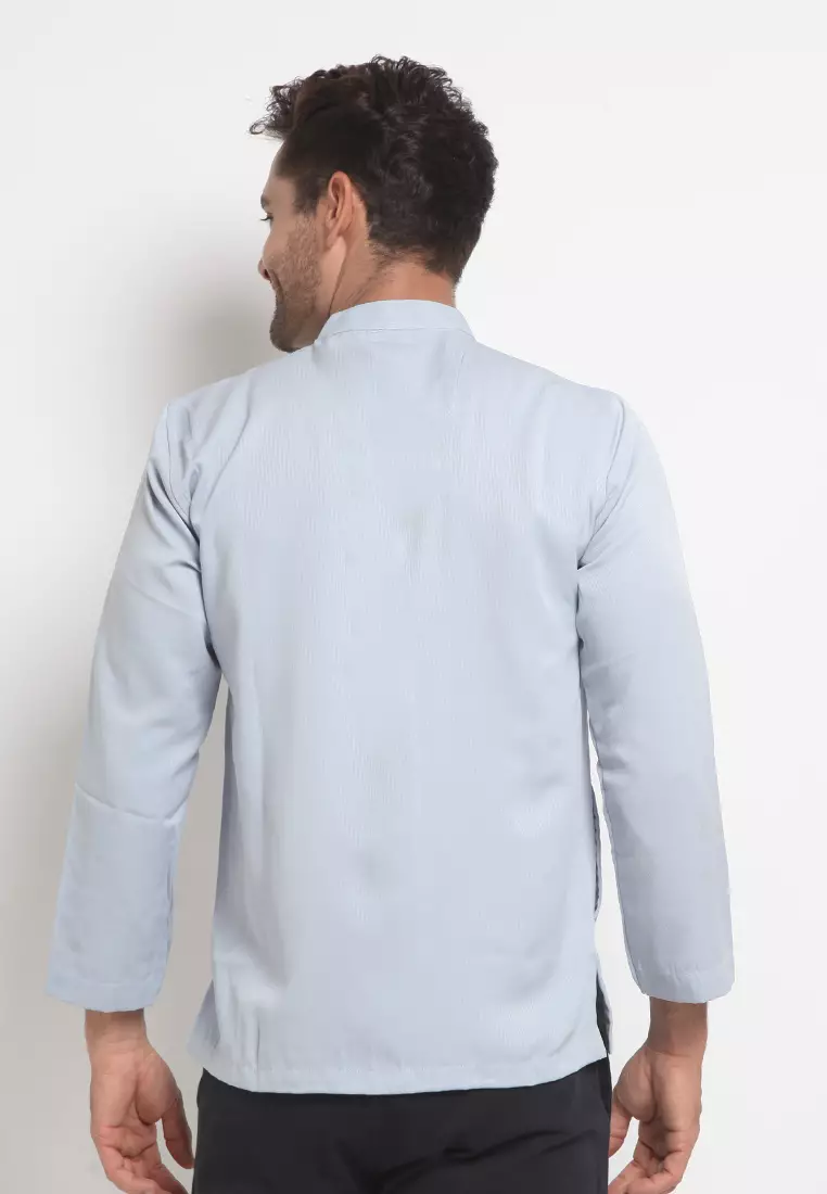 LARUSSO Kemeja Koko Bordir Panjang - Baby Blue L082