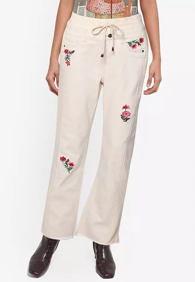 Embroidered Wide-Leg Cropped Jeans, Shop Now