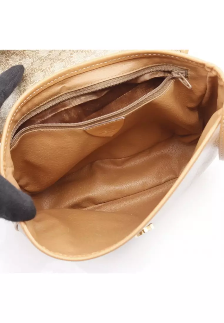 Pre-Loved Celine Macadam Shoulder bag PVC leather beige light brown