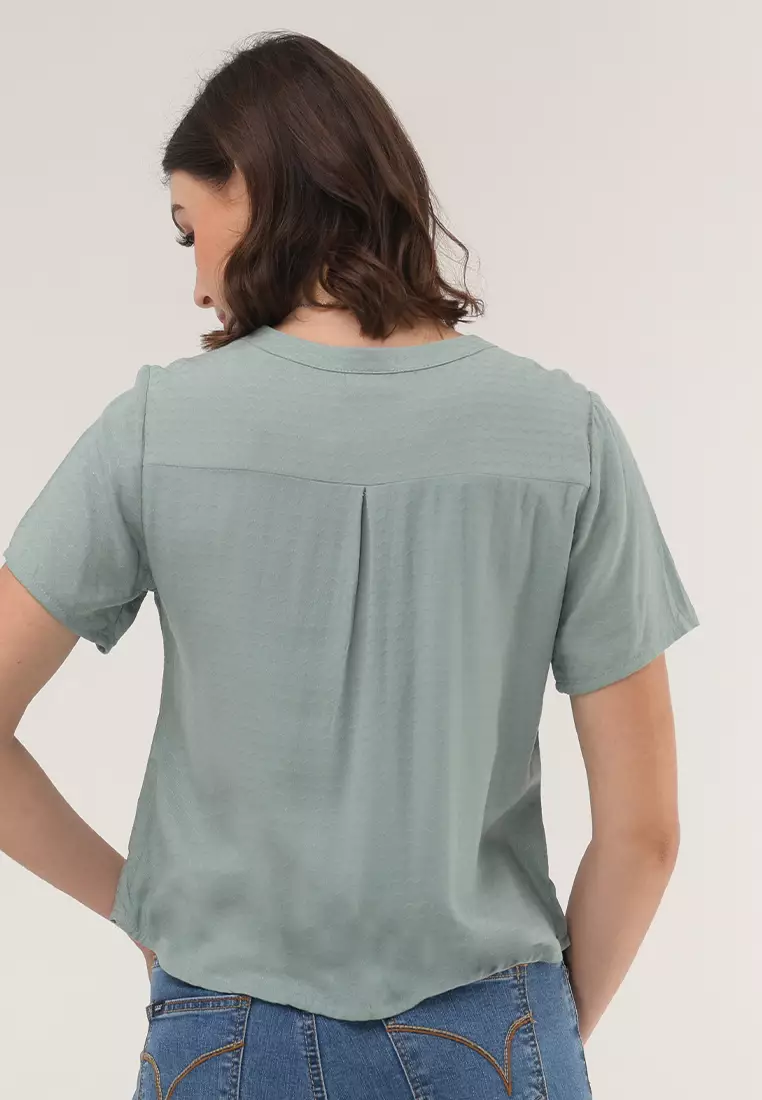 Short Sleeves Chinese Collar Blouse