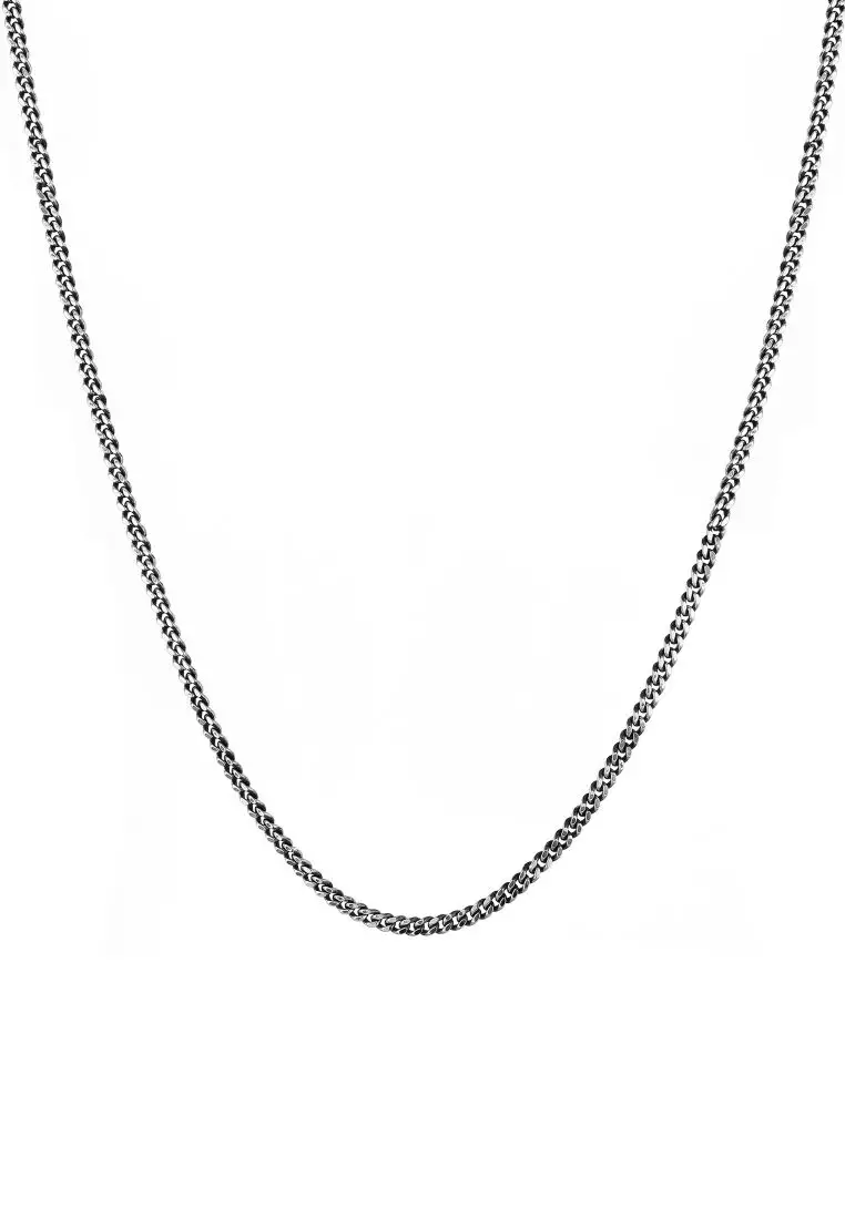 Necklace Men Tank Chain Basic Massive Oxidated in 925 Sterling Silver