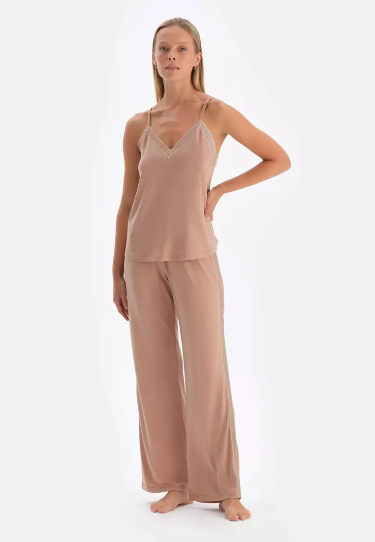 Light Brown Trousers, Regular, Long Leg, Underwear for Women