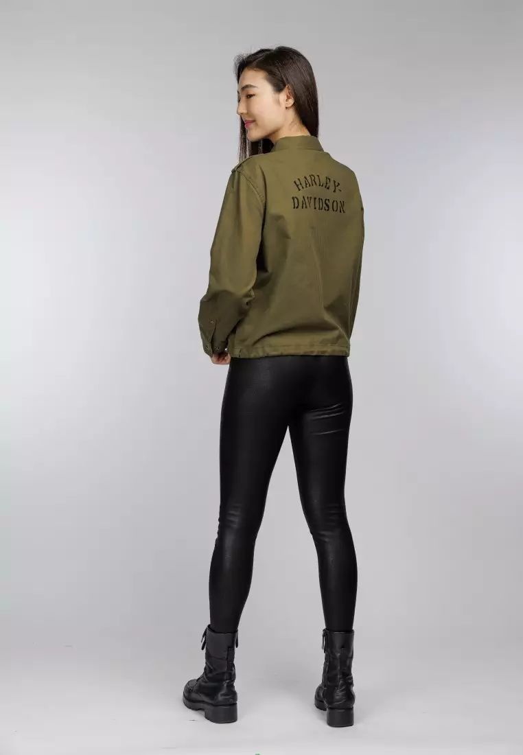 Harley davidson olive outlet green jacket