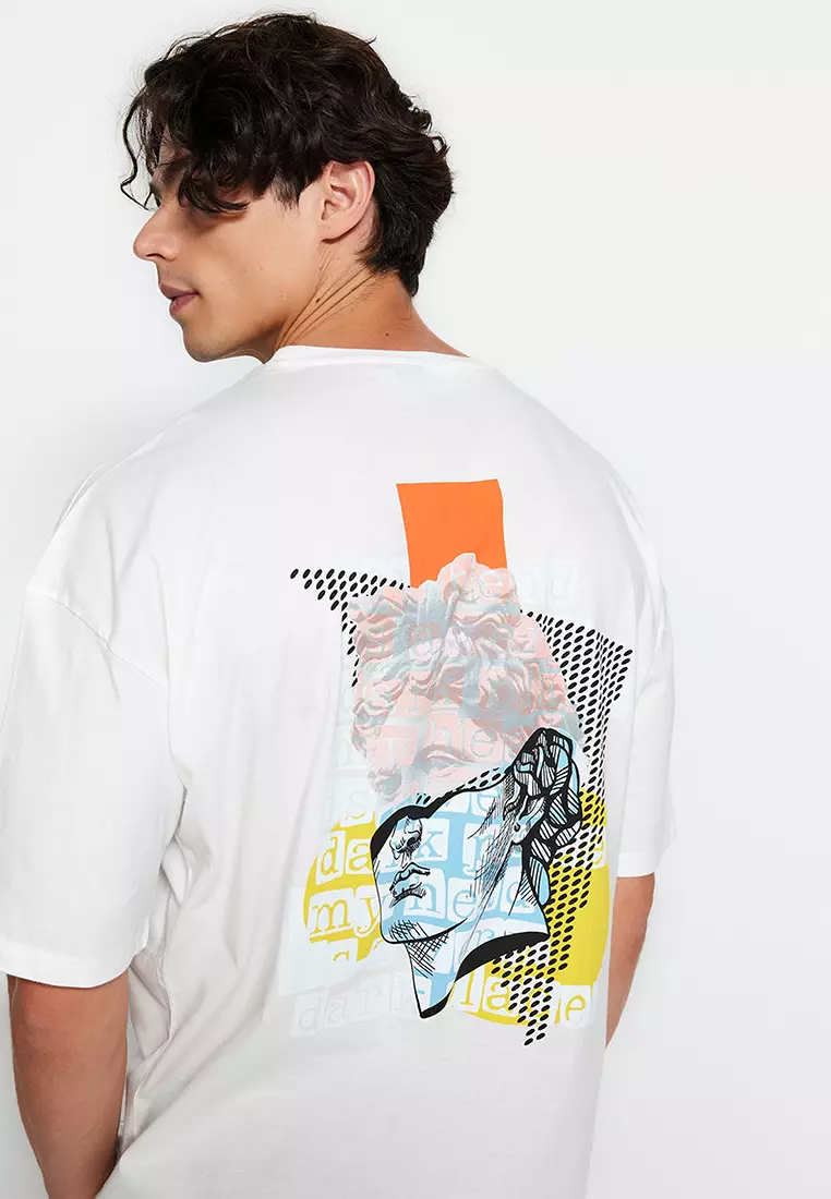 Ecru Unisex Oversize/Wide-Cut Knitted T-Shirt