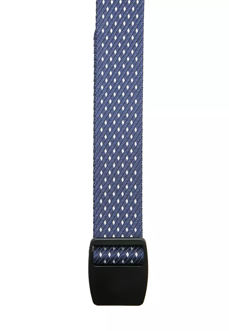 Ilo Aksesoris Fashion Pria Ikat Pinggang Motif Polka Material Canvas ORIGINAL - Blue