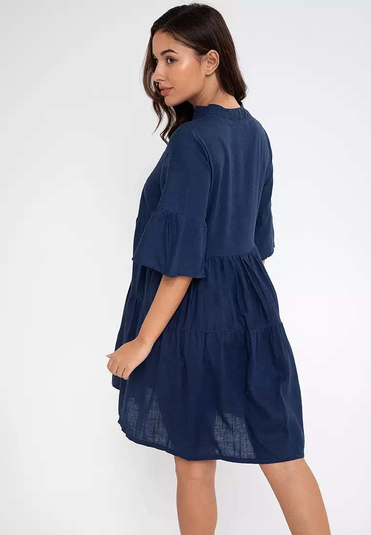 Buy Beyond The Seams Gabbie Tiered Dress With Notch Collar One Botton ...