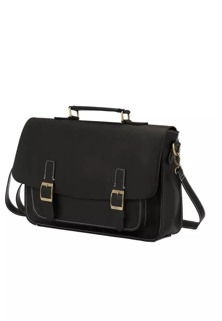 Mens leather on sale briefcase messenger bag
