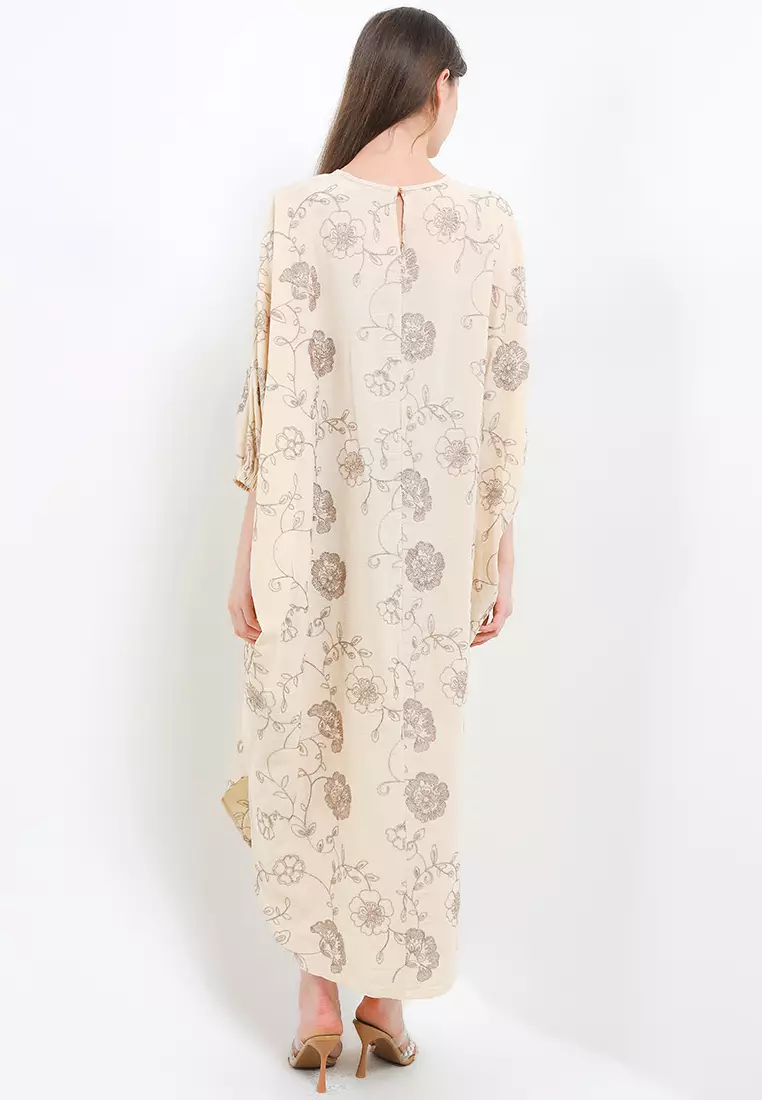 Gold Emb Linen Kaftan
