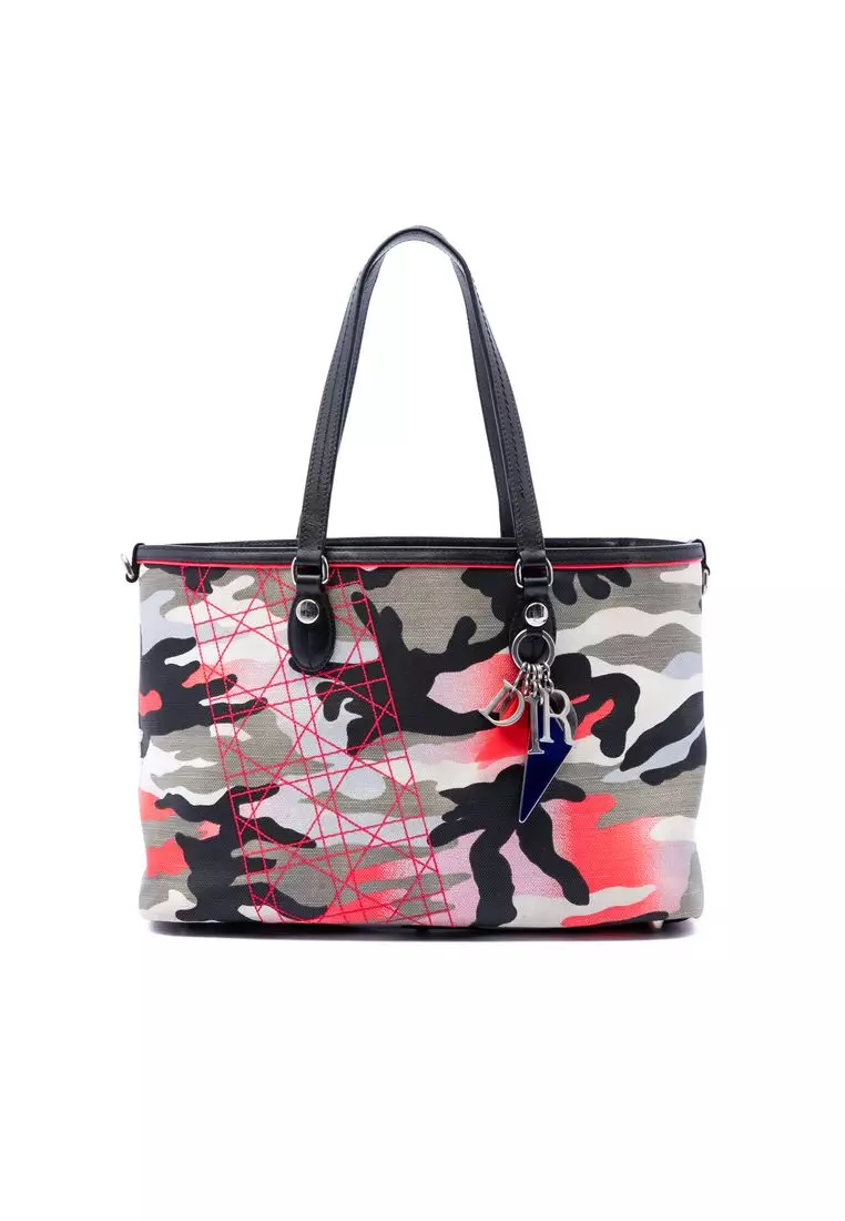 Pre-Loved Dior Anselm Reyle Medium Canvas Camouflage Tote