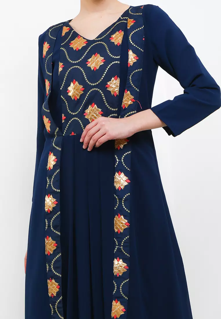 Chanira Festive Raheda Gamis-Dark Blue