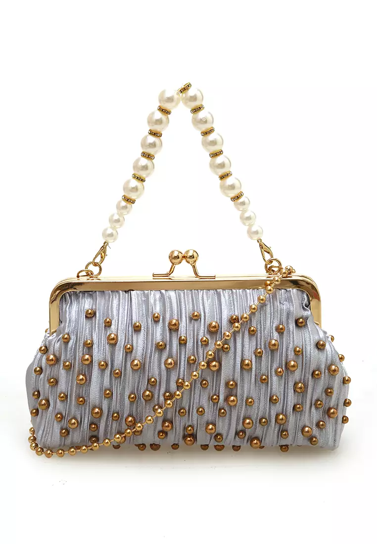 Eilaria Tas Selempang Pesta Wanita Hand Bag Mini Material Leather ORIGINAL - Gray