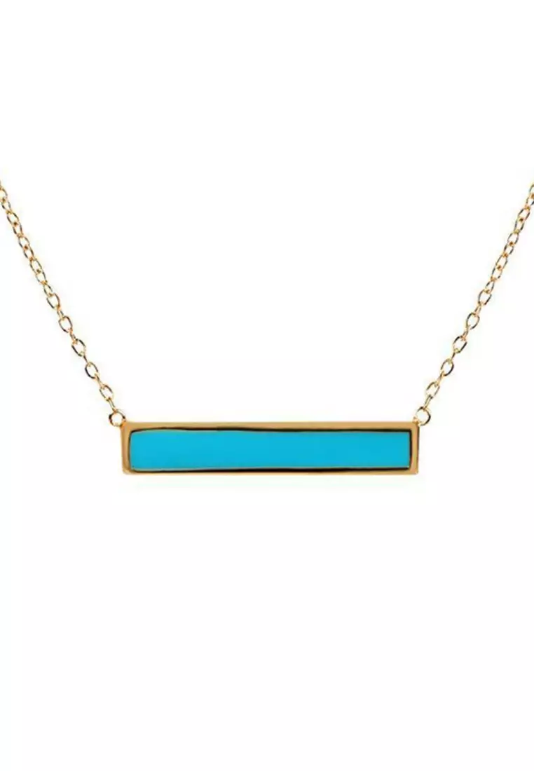 Vermeil Bar Enamel Necklace Turquoise Enamel