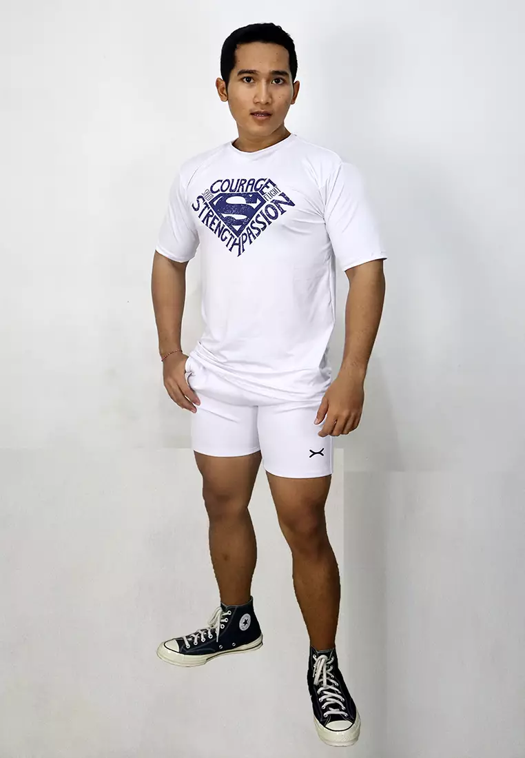 Flexzone Sports Tee Superman Strength Shirt DC Comics White