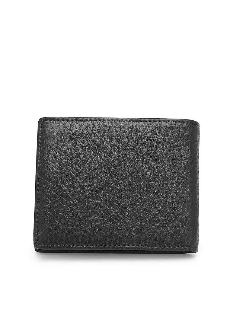Genuine Leather RFID Short Wallet - Black