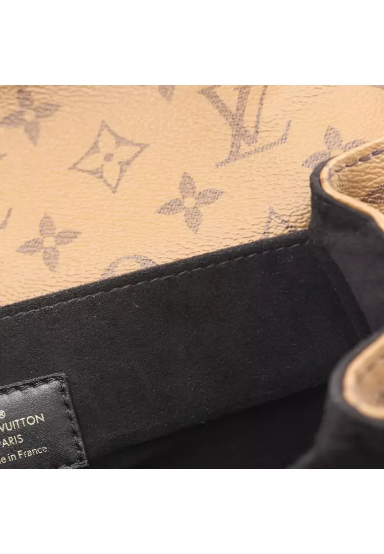 Pre-Loved Louis Vuitton pochette Metis MM monogram reverse Handbag PVC leather Brown black 2WAY