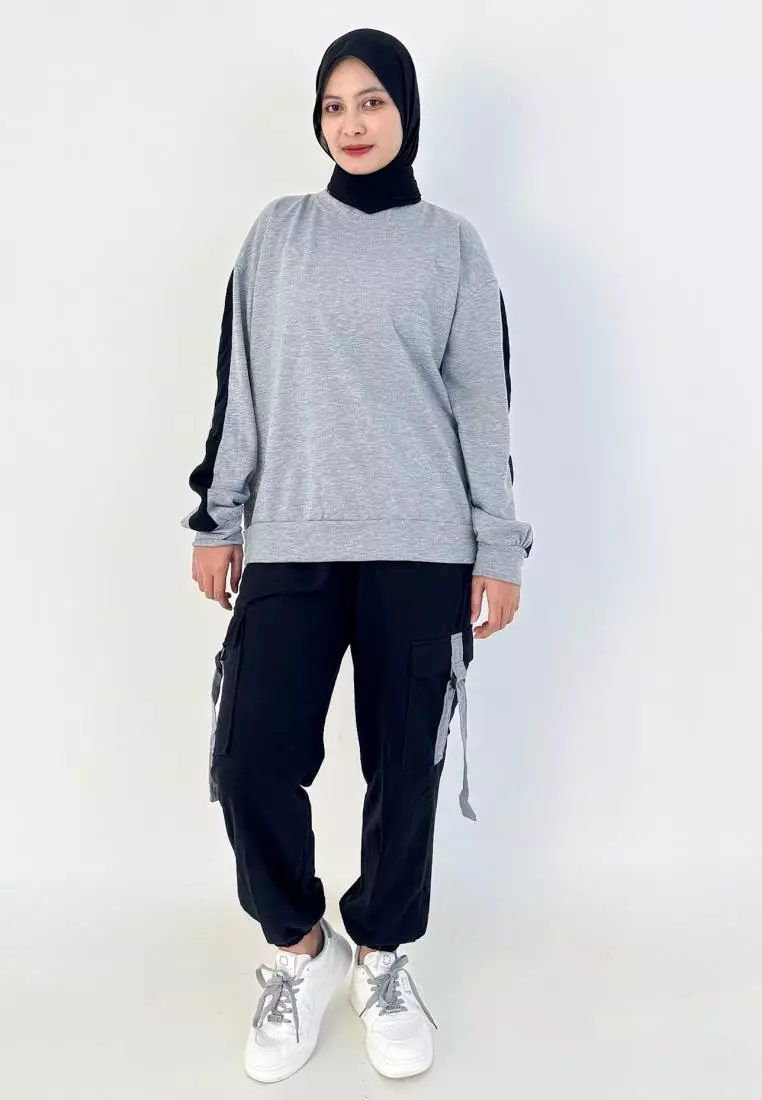 Afina Sporty Set [Grey -Black] Setelan Training Olahraga