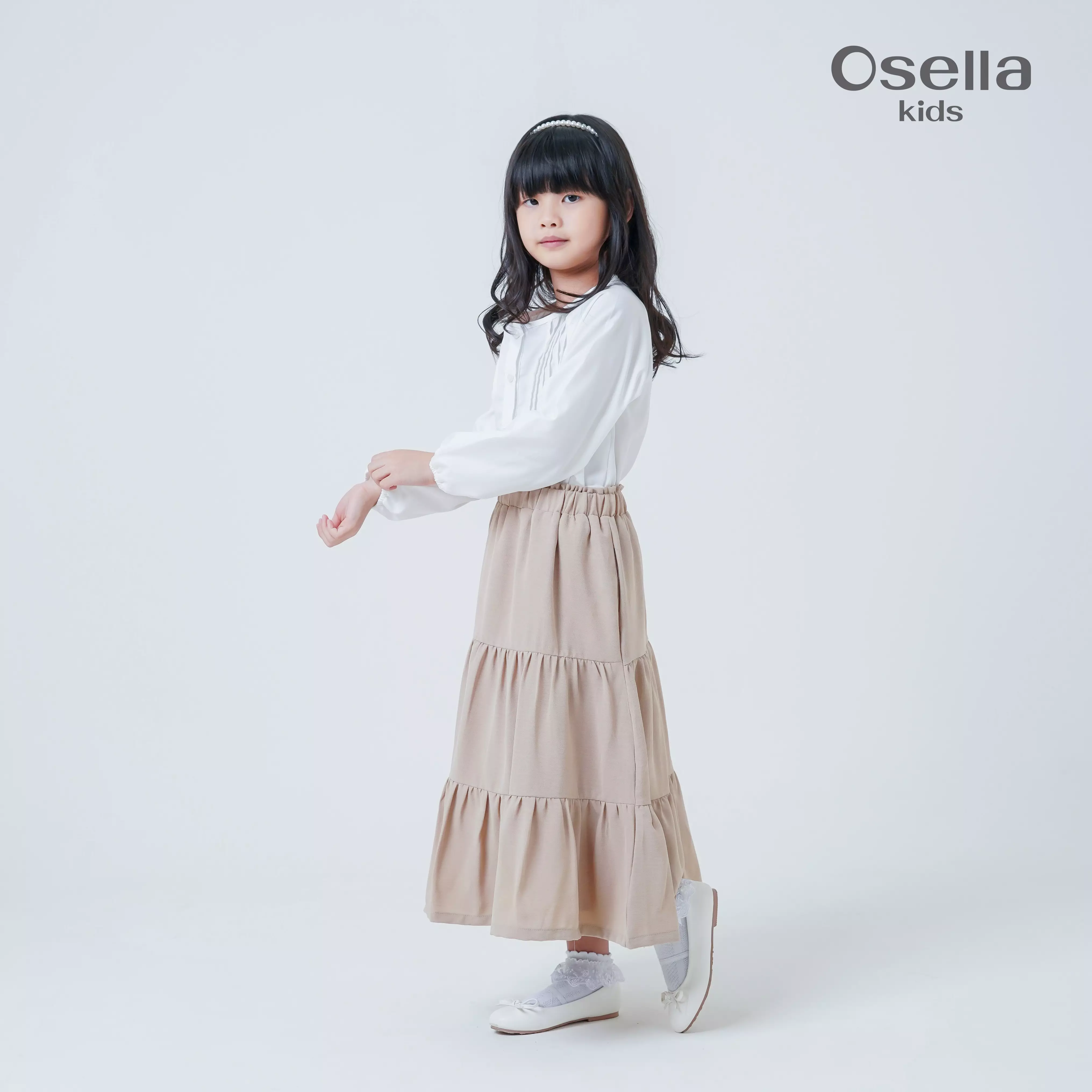 Osella Kids Tiered Crinkle Long Skirt 238Q660189 | Rok Ruffle Anak Perempuan