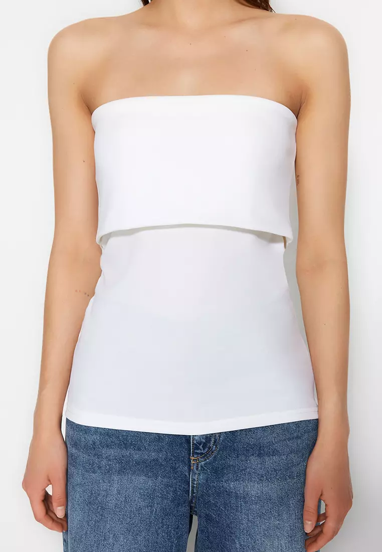 Side Zip Strapless Top