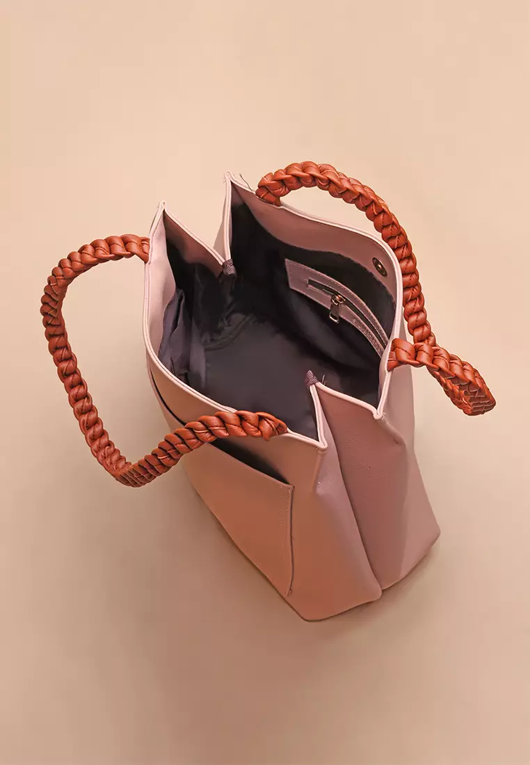 Tas Tote Wanita Silvertote Nathalie CB Pink Brown