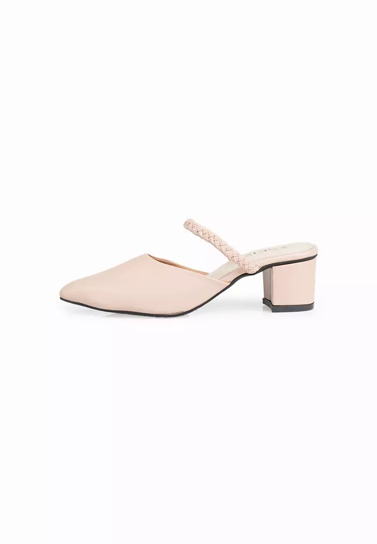 Seis Vania Sandal Mules Heels Wanita - Heels Slip On 5Cm-PEACH