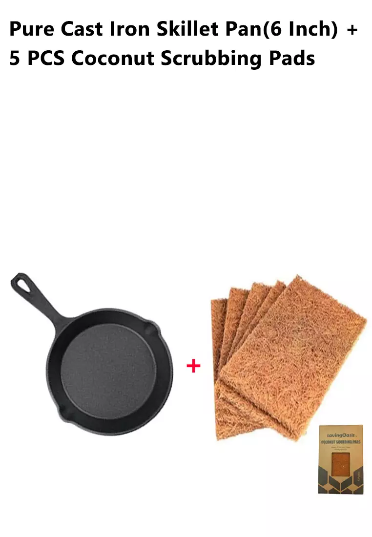Buy MasterTool Pure Cast Iron Skillet Pan(6 Inch) + 5 PCS Coconut