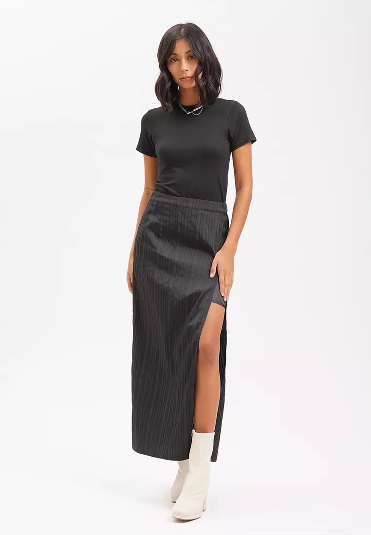 Sheer pleated maxi skirt clearance