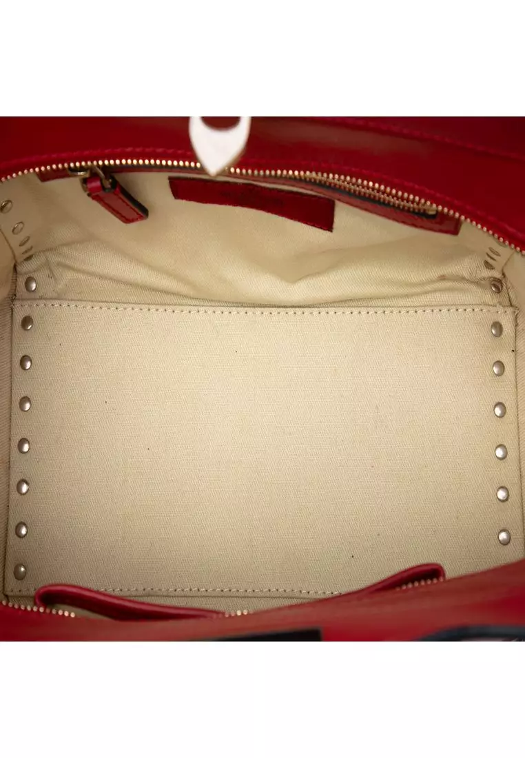 Pre-Loved Valentino Small Leather Rockstud Trapeze Satchel