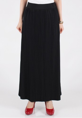 Fine Plisket Wide Maxi Skirt - Black