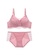 ZITIQUE pink Women's Japanese Style 3/4 Cup Lace-trimmed Lingerie Set (Bra and Underwear) - Pink 973CFUS7035175GS_1
