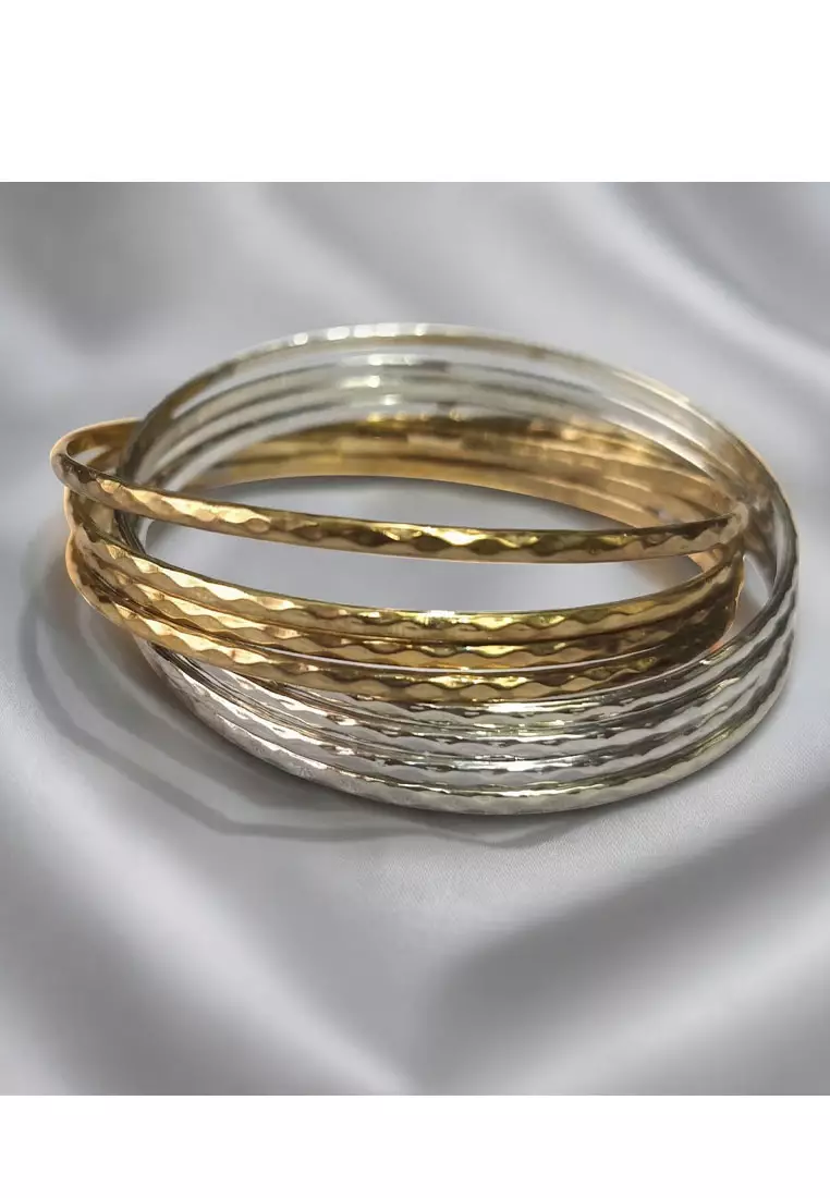 Aksesoris Gelang Wanita Interlink Bangle Set Gelang Wanita Silver & Gold