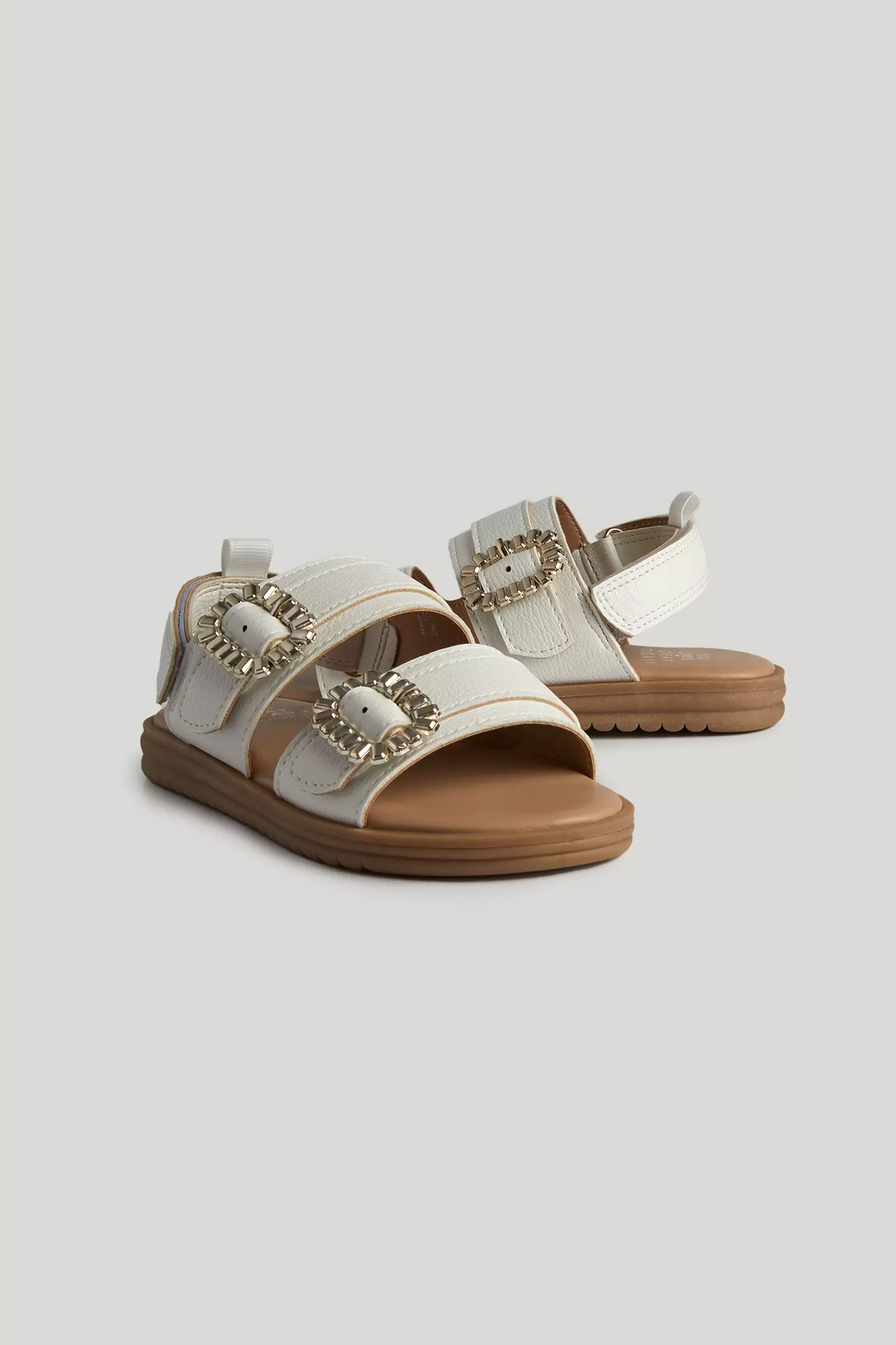 Mothercare White Buckle Sandals - Sepatu Sandal Anak Perempuan (Multi)
