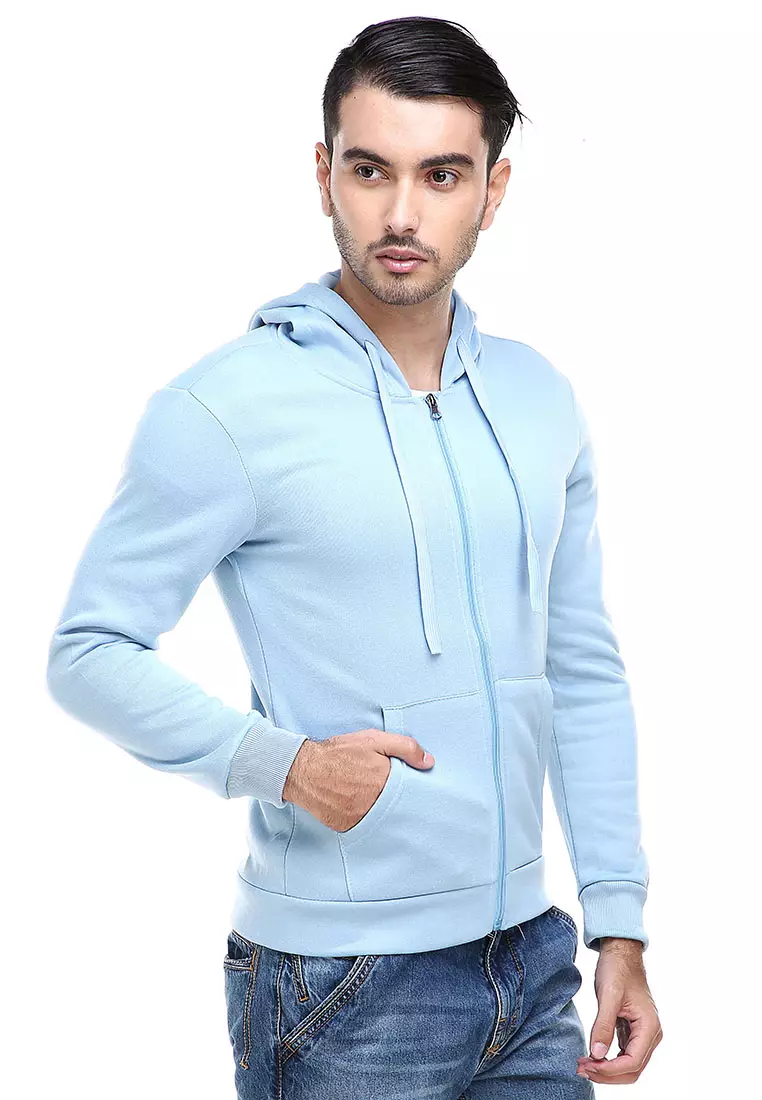 Clover Jaket Sweater Hoodie Polos Pria Casual Plain Jacket Material Polyester ORIGINAL - Blue