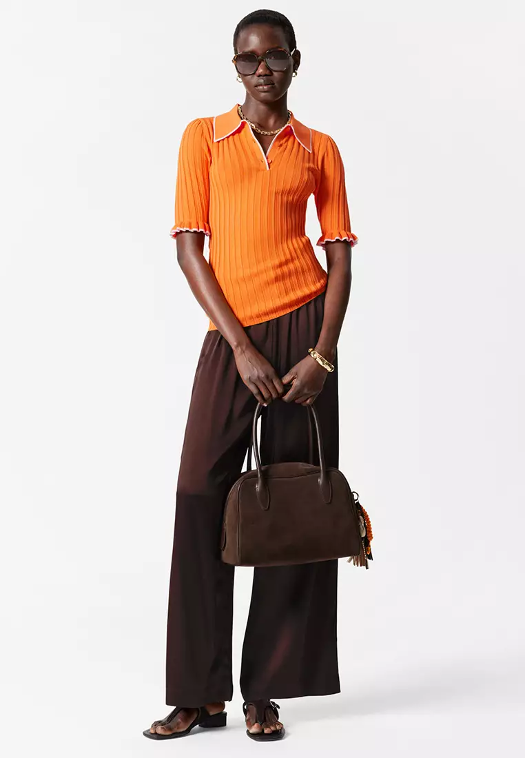 Rib-Knit Polo Shirt