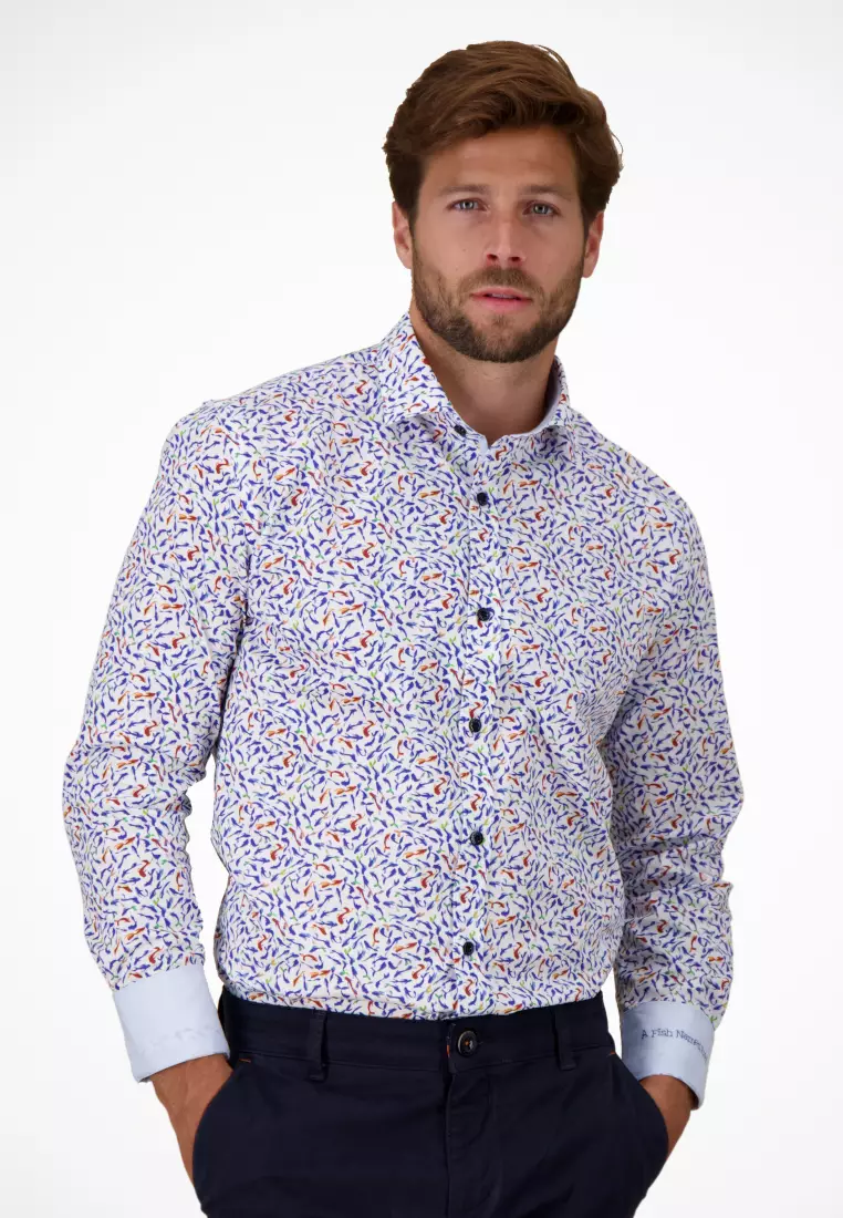 Men Classic - Long Sleeve Shirt - Colourful Fishes