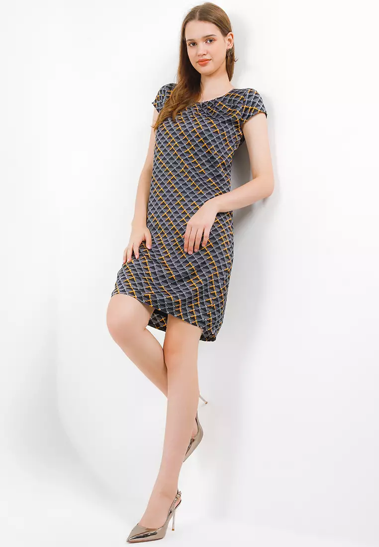 Albia Dress In Grey Print