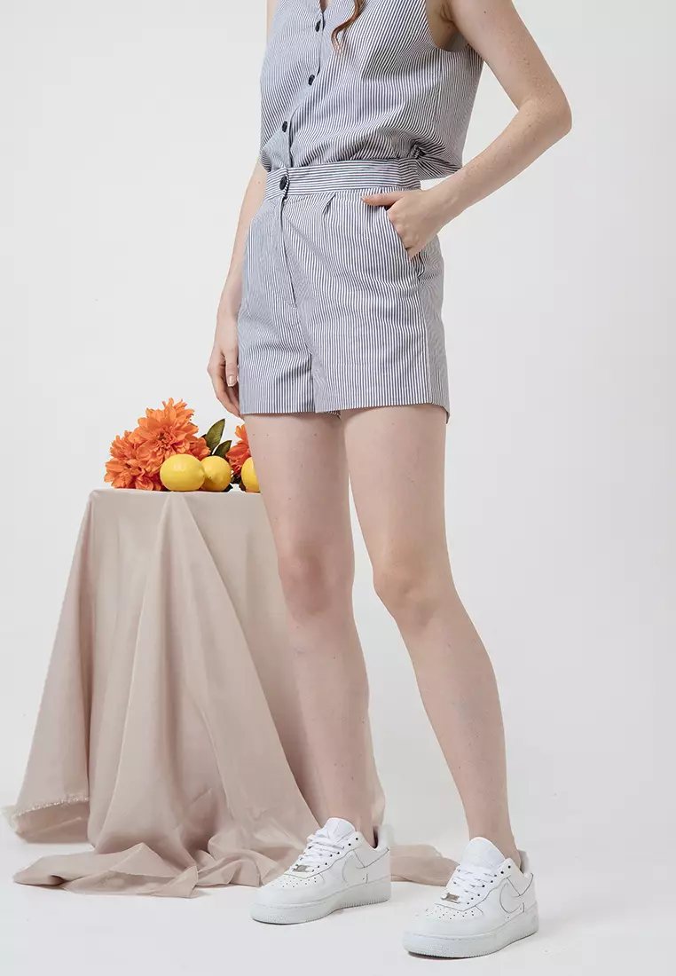 Lulu Stripe Shorts in Black Stripe