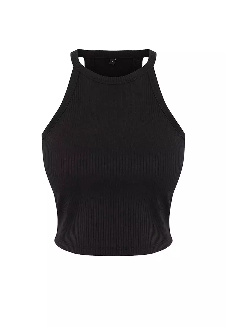 Black Padded Bra Detailed Fitted/Body-Smoothing Knitted Undershirt TWOSS25AL00026