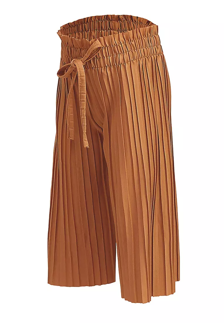 Yocelyn Kulot Plisket Anak Perempuan Motif Polos Kid Long Pants Material Hyget ORIGINAL - Yellow