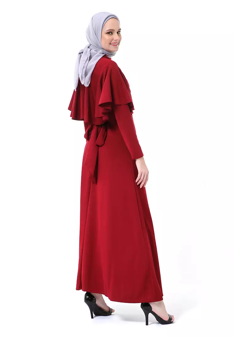 Zeta Dress Fashion Muslimah Wanita Long Sleeve Style Basic Relaxed Fit - Maroon