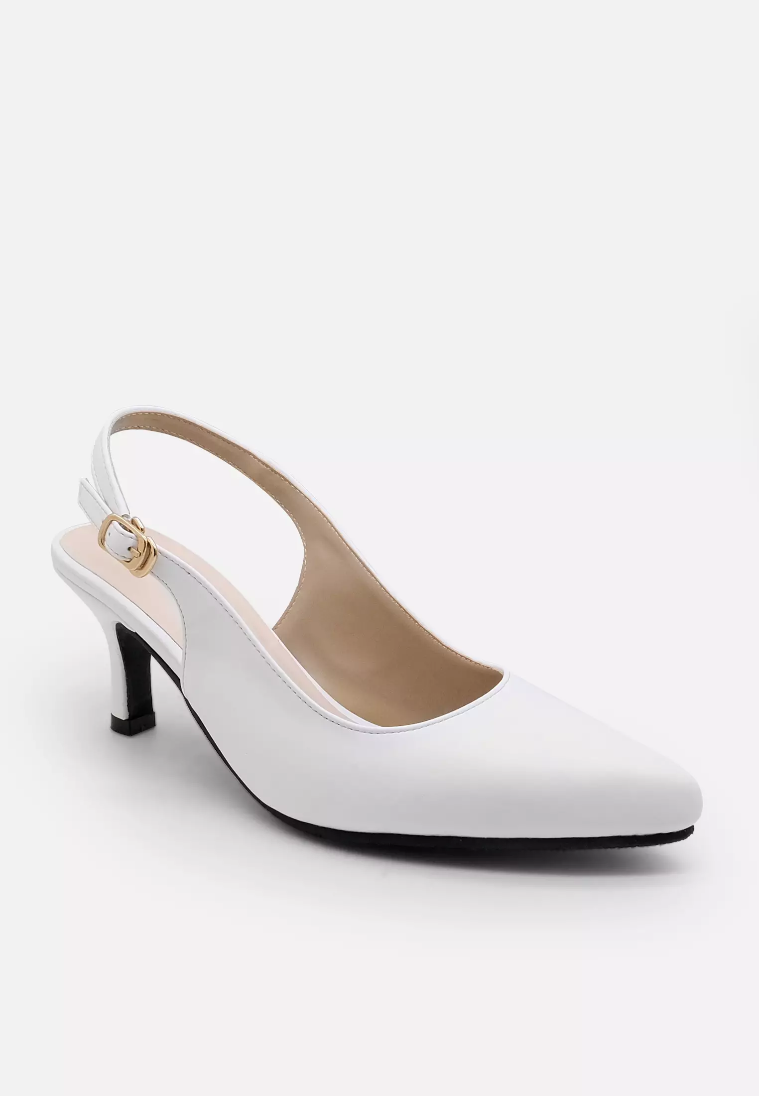 Claire Sepatu Slingback Wanita Stiletto Pointed Toe
